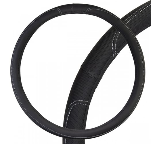 Изображение товара Оплетка SKYWAY Large-2 2XL, черная с серой прострочкой экокожа S01102492