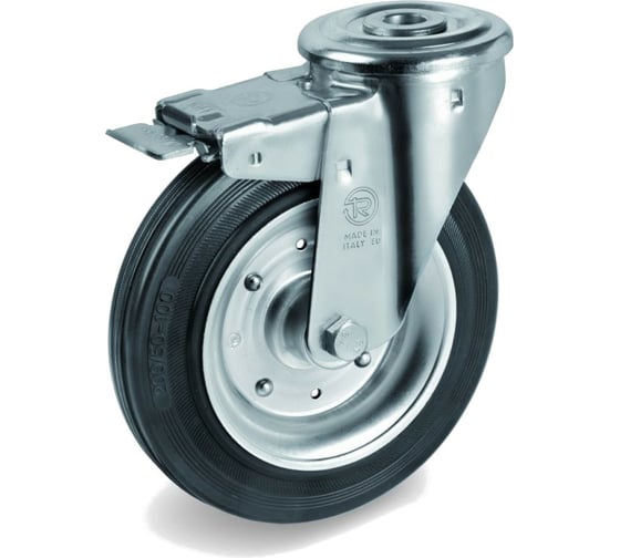 Изображение товара Колесо поворотное с тормозом 80 мм, грузоподъемность 65 кг, черная резина Tellure rota 536201