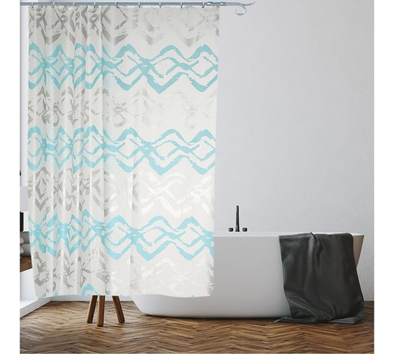 Изображение товара Штора для ванной комнаты PERFECTO LINEA Secret 180x180 см, с кольцами, морская волна 36-118004