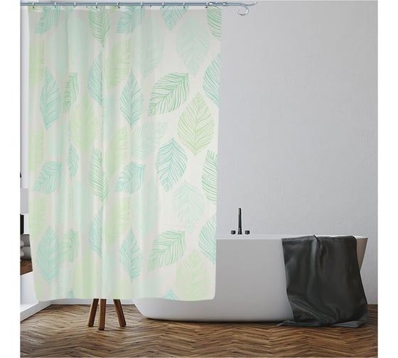 Изображение товара Штора для ванной комнаты PERFECTO LINEA Secret 180x180 см, с кольцами, листья 36-118003