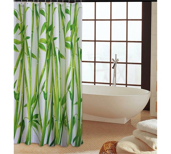 Изображение товара Штора для ванной комнаты PERFECTO LINEA Harmony 180x180 см, с кольцами, бамбук 36-118010