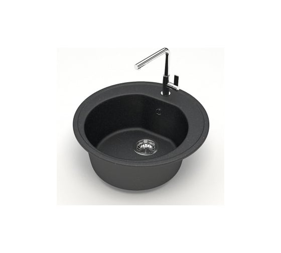 Изображение товара Мойка Alcora Черая 490х490 мм, матовая черный с сифоном S-3/01