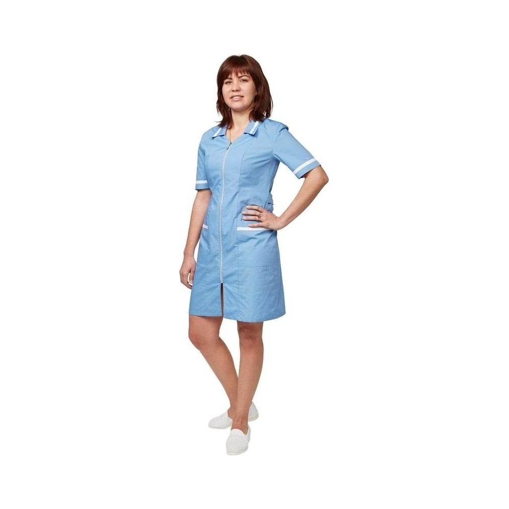 Медицинский женский халат ООО Комус, цвет серо-голубой, размер 60-62