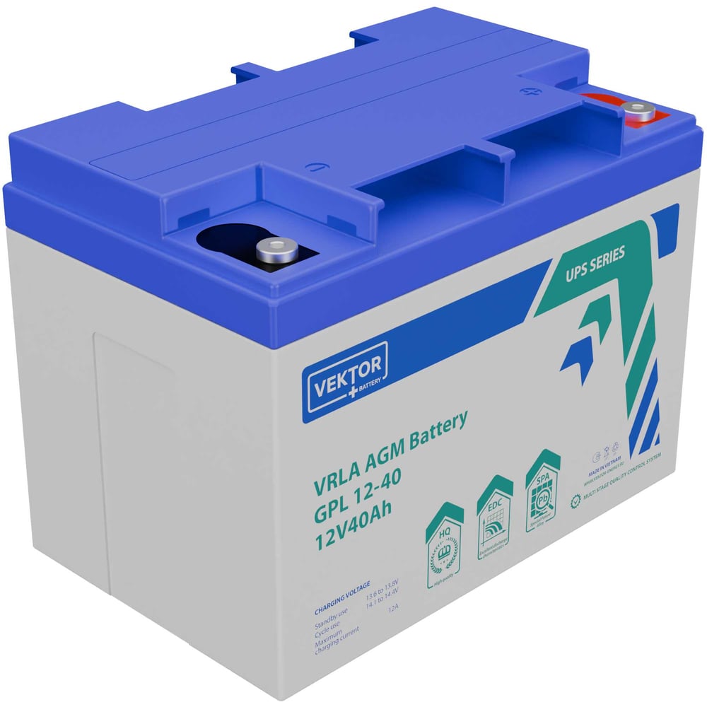 Изображение товара Аккумуляторная батарея GPL 12-40 Vektor Energy 63880 AGM 40 А*ч 12 В