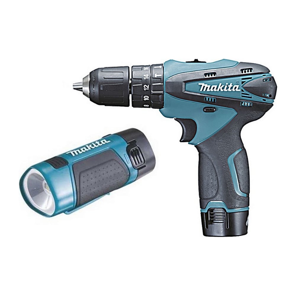 фото Аккумуляторная ударная дрель-шуруповерт makita + фонарь hp330dwle