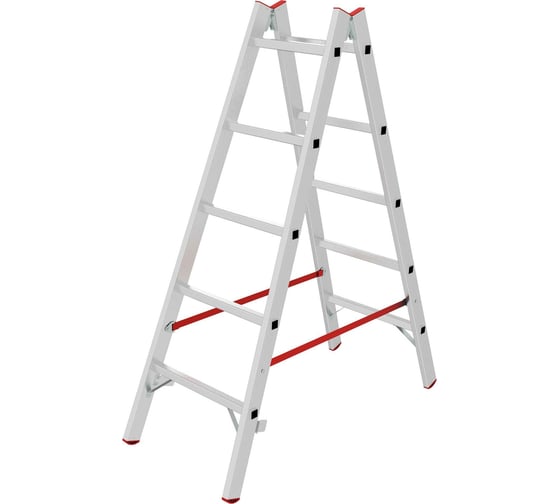 Изображение товара Индустриальная двухсторонняя алюминиевая стремянка с перекладинами Новая Высота NV5123 5123205