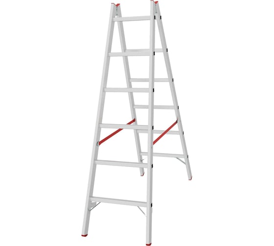 Изображение товара Индустриальная двухсторонняя алюминиевая стремянка с перекладинами Новая Высота NV5123 5123206