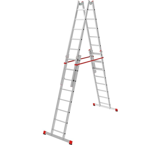 Изображение товара Индустриальная двухсторонняя алюминиевая стремянка с регулировкой высоты Новая Высота NV5183 5183408