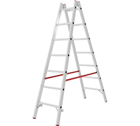 Изображение товара Индустриальная двухсторонняя алюминиевая стремянка с перекладинами Новая Высота NV5123 5123207