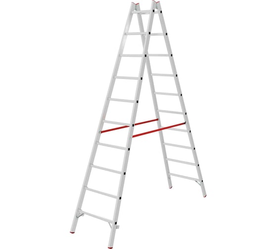 Изображение товара Индустриальная двухсторонняя алюминиевая стремянка с перекладинами Новая Высота NV5123 5123210