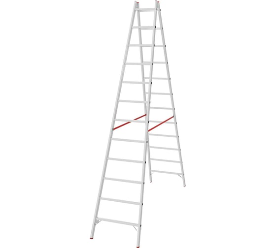 Изображение товара Индустриальная двухсторонняя алюминиевая стремянка с перекладинами Новая Высота NV5123 5123212