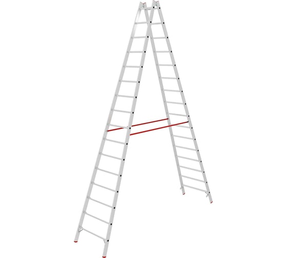 Изображение товара Индустриальная двухсторонняя алюминиевая стремянка с перекладинами Новая Высота NV5123 5123216