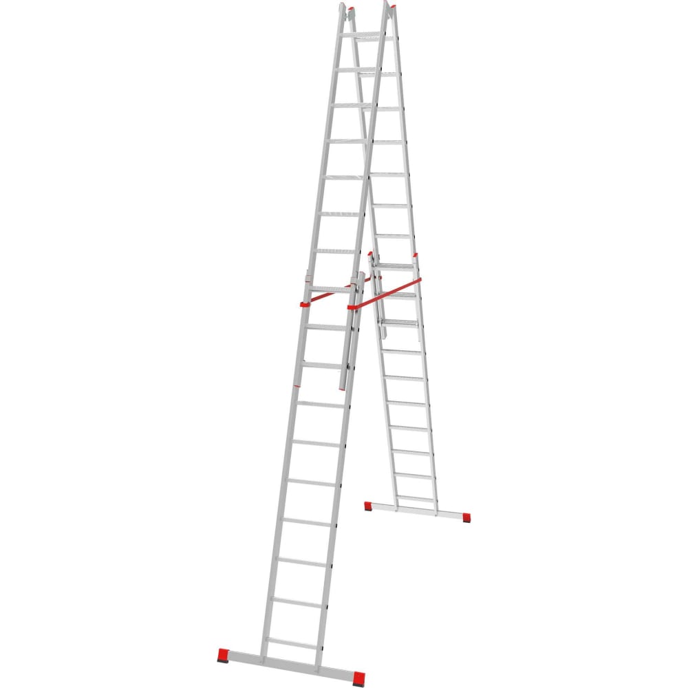 Индустриальная двухсторонняя алюминиевая стремянка Новая Высота лестница новая высота алюминиевая двухсекционная 2х6 ступеней