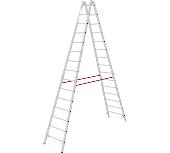 Изображение товара Индустриальная двухсторонняя алюминиевая стремянка с перекладинами Новая Высота NV5123 5123215