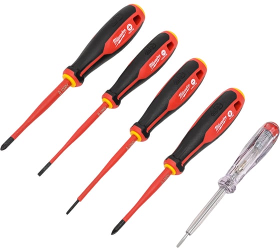Изображение товара Набор трехгранных отверток Milwaukee VDE PZ/SL + тестер напряжения - 5 ед. 4932478737