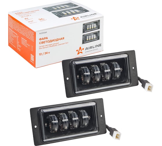 Изображение товара Светодиодная фара AIRLINE четкая световая граница, 36 Вт, белый, 174x85x60 мм, комплект 2 шт. ALED069