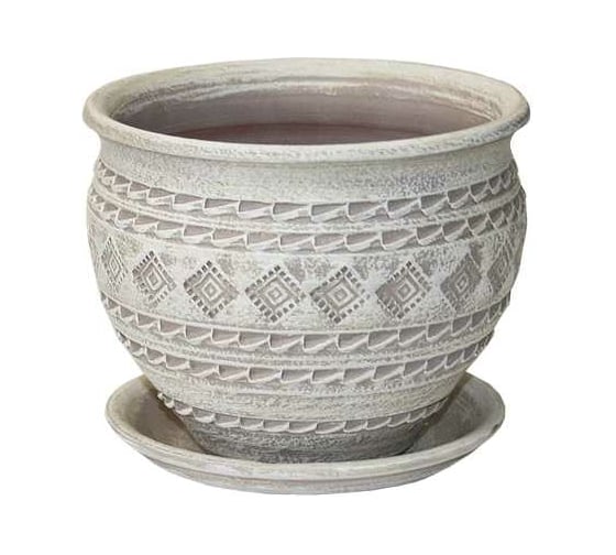 Изображение товара Горшок Сады Аурики 09 012 Кружева капучино, чугунок, диам. 16см, высота 13 см, керамика 067317