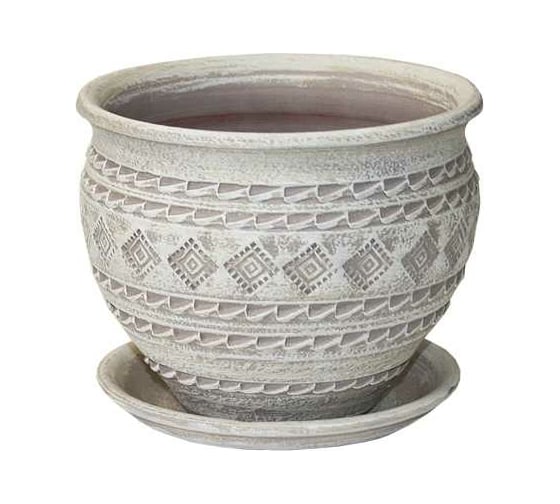 Изображение товара Горшок Сады Аурики 09 112 Кружева капучино, чугунок, диам. 21см, высота 17 см, керамика 067318