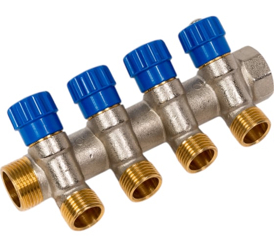 Изображение товара Коллектор с вентильными кранами Imperial 3/4-1/2-4вых. никелированный (Италия) (35мм) 851.04