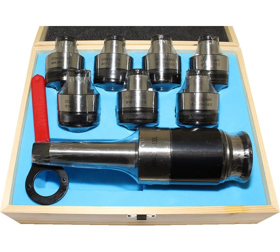 Изображение товара Патрон резьбонарезной MТ4-GT24 с хвостовиком КМ4, с лапкой, с набором головок из 7 шт, М12-М24 CNIC 50206