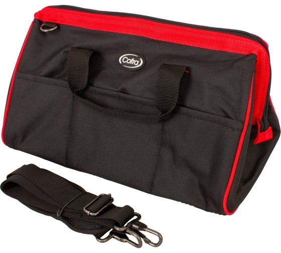 Изображение товара Сумка для инструментов COFRA с мягким дном, метал. фурнитура, 410x240x260 мм, цвет красный/черный TC-4213WR
