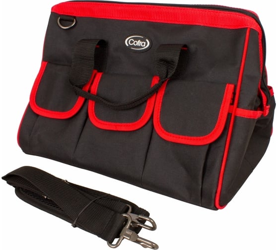 Изображение товара Сумка для инструментов COFRA с метал. фурнитурой, 360x240x300 мм, цвет красный/черный TC-4220WR