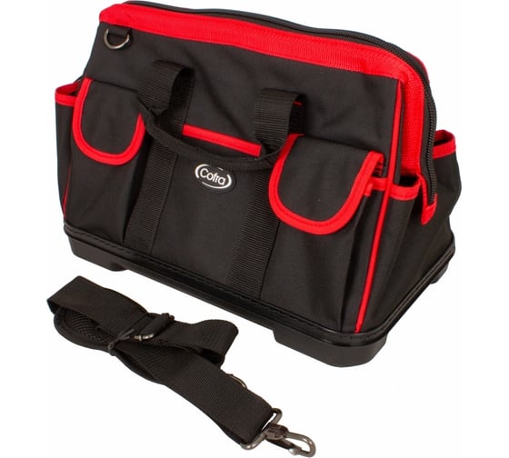 Изображение товара Сумка для инструментов COFRA с пластиковым дном, метал. фурнитура, 385x210x300 мм, цвет красный/черный TC-4222WR
