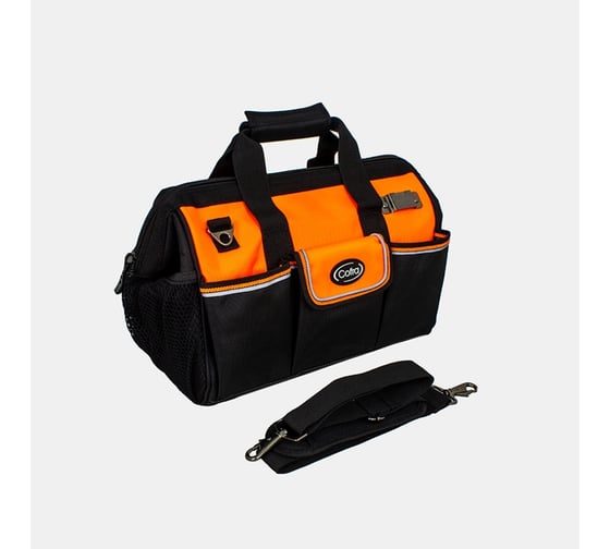 Изображение товара Сумка для инструментов COFRA с жестким дном, метал. фурнитура, 1 шт, цвет: оранжевый/черный TC-4416PO