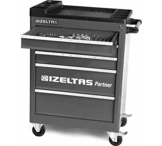 Изображение товара Инструментальная тележка IZELTAS PARTNER черная с инструментами, 5 ящиков -black 8235007121