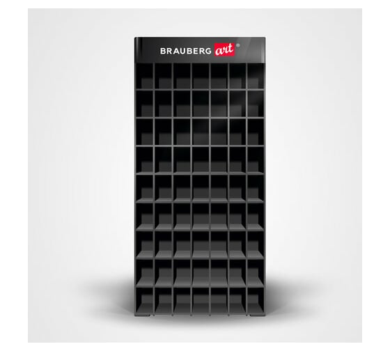 Изображение товара Настольный дисплей для размещения маркеров для скетчинга BRAUBERG ART 63 ячейки, 378 маркеров 504908