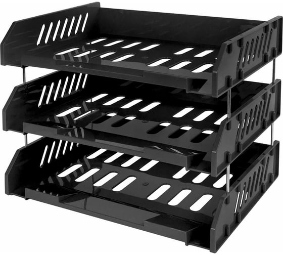 Изображение товара Горизонтальные лотки для бумаг BRAUBERG FILE комплект 3 шт, 335x232x246 мм, черный 238107