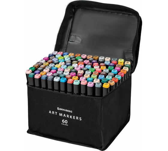 Изображение товара Двусторонние маркеры для скетчинга BRAUBERG набор 120 шт, текстильный чехол 152234