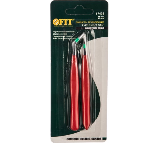 Изображение товара Набор пинцетов с ПВХ ручкой 2 шт. FIT 67435