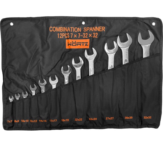 Изображение товара Набор комбинировованных ключей HORTZ 7-32, хромирование 12 шт. HOR 1043645