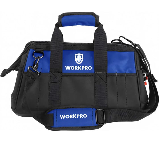 Изображение товара Сумка для инструмента WORKPRO 640D 510x260x290 мм, с широким горлом, на молнии, с пластиковым дном WP281026