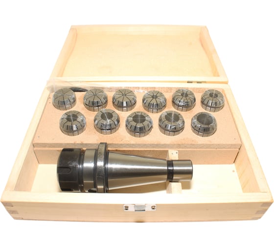 Изображение товара Патрон цанговый с хвостовиком 7:24-40 исп.1 М16x2.0 мм, с набором цанг ER32 из 11 шт 3-20 мм ГОСТ 25827-93 CNIC 35201