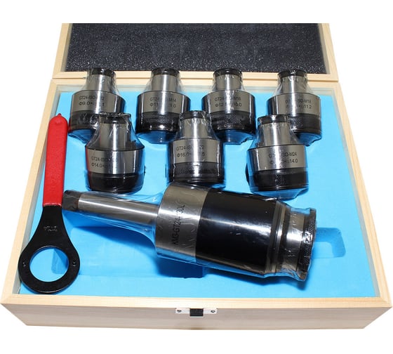 Изображение товара Патрон резьбонарезной MТ3-GT24 с хвостовиком КМ3, с лапкой, с набором головок из 7 шт, М12-М24 CNIC 50205