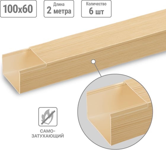 Изображение товара Кабель-канал TDM ELECTRIC 100x60 желтая сосна 3D (2м/6шт в упак) SQ0402-0610