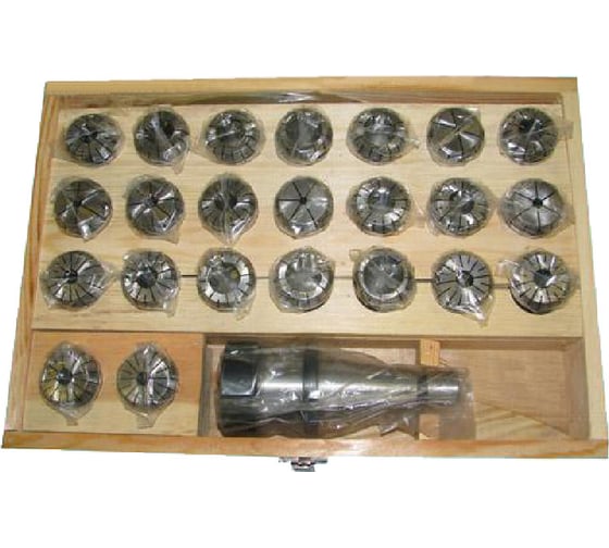 Изображение товара Патрон цанговый с хвостовиком 7:24-40 исп.1 М16x2.0 мм, с набором цанг ER40 из 23 шт 4-26 мм ГОСТ 25827-93 CNIC 31236