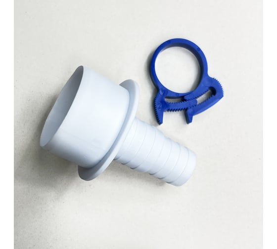 Изображение товара Переходник для подключения сливного шланга Профитт 20x23x40, белый, с хомутом 2226872