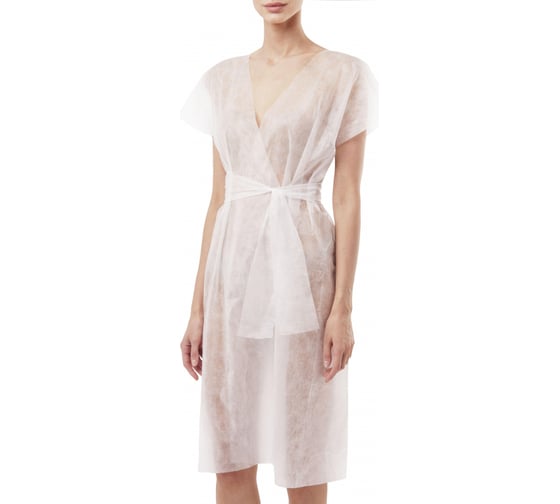 Изображение товара Халат-кимоно ООО Комус ГПХКBJБ-10300, спанбонд, белый, 10 шт 1421049