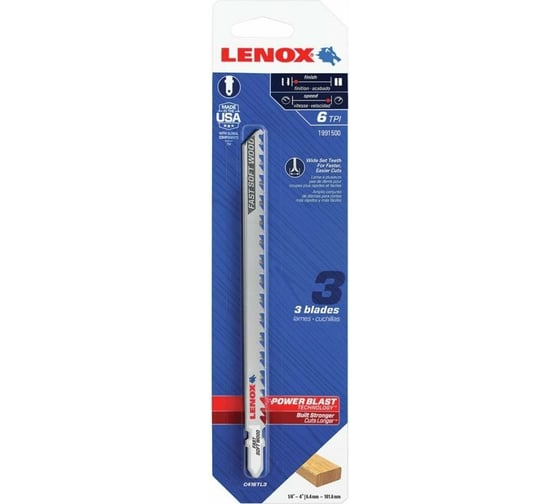Изображение товара Пилка для лобзика по дереву C416TL 3 шт, 6 TPI, 152 мм Lenox 1991500