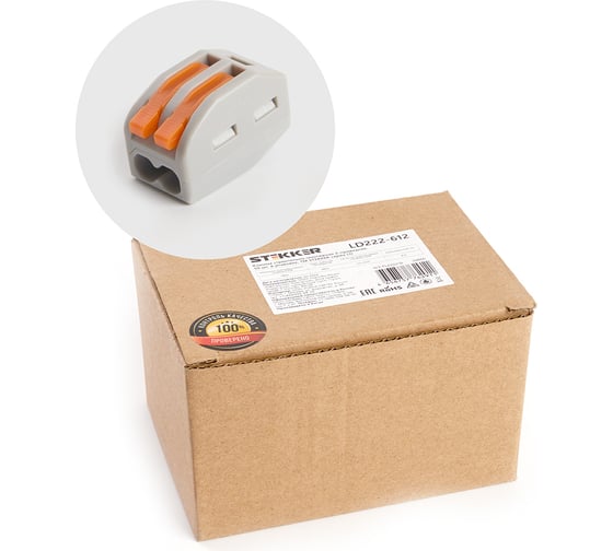 Изображение товара Строительно-монтажная 2-проводная клемма STEKKER 0,5-6 мм2, LD222-612 39866