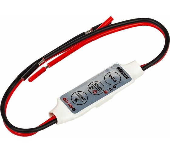 Изображение товара Одноцветный контроллер MAKSILED 5-24В, 30/72/144Вт, 1 канал х 6А, IP20, 45x13x6мм ML-CT-103-WF