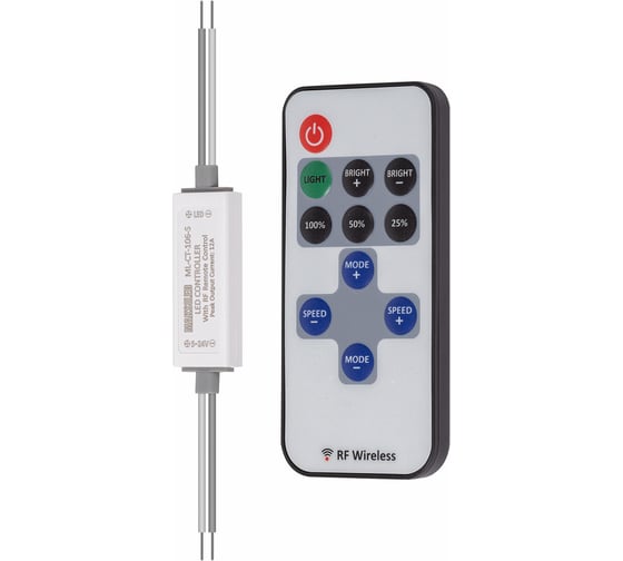 Изображение товара Одноцветный контроллер MAKSILED 5-24В, 30/72/144Вт, 1 канал х 6А, IP20, пульт, 45x13x6мм ML-CT-106-S