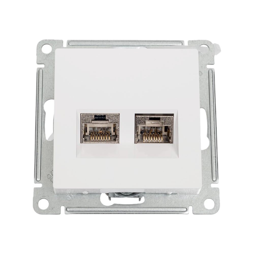 Изображение товара Двойная компьютерная розетка Systeme Electric ATLASDESIGN RJ45+RJ45 категория 6А монтаж IP20 белая