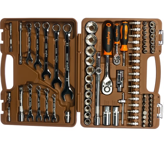 Изображение товара Универсальный набор инструмента Ombra OMT82S12 с 12-гр. головками, 82 предмета 55377 055377