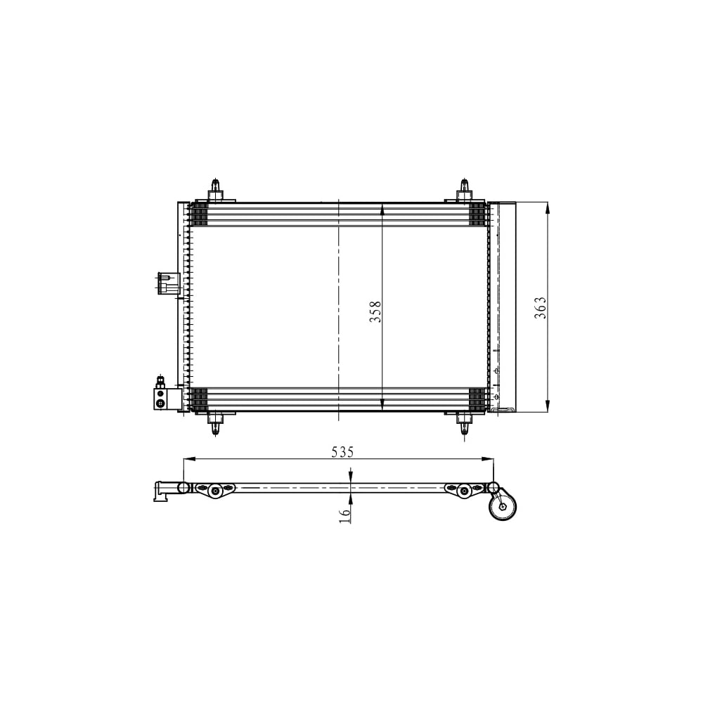 Изображение товара Радиатор кондиционера для Citroen Berlingo I Peugeot Partner I алюминиевый 2016