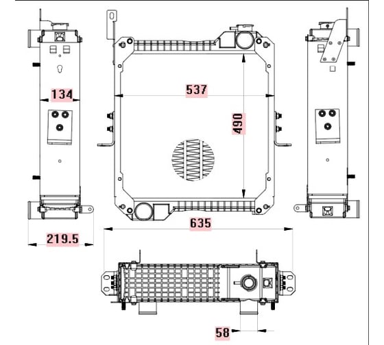 Изображение товара Радиатор охл. для экскаваторов-погрузчиков Terex TLB 815/820/825/860/970/980 с дв. 1104C-44T/1104D-44Т/1044С-44Т LUZAR LRc 3115