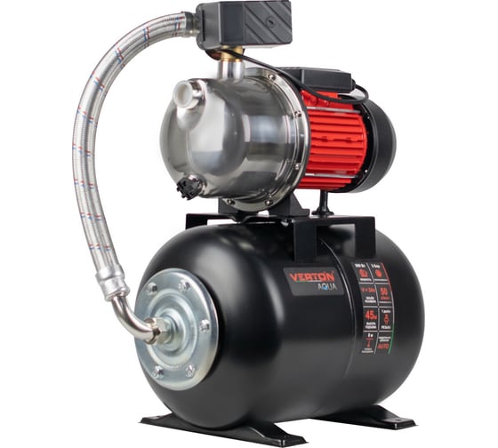 Изображение товара Насосная станция VERTON AQUA PS900S/24 900 Вт, 50 л/мин, 24 л, гл. 8 м, высота 45 м, 1", 3 бар 01.13297.13551
